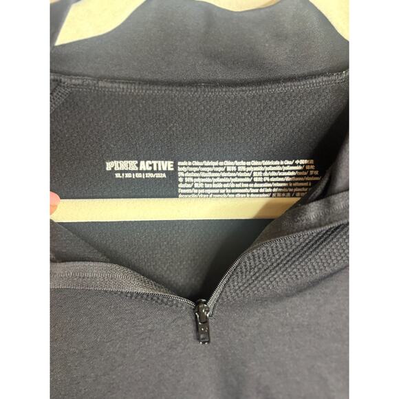 Victoria's Secret PINK 1/4 Zip Long Sleeve Workout Shirt Black XL - Picture 3 of 4